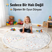 🎨 Eğitici Boyama Oyun Halısı 145 cm | Silinebilir Çocuk Aktivite Halısı + 12'li Kalem Hediyeli