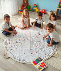 🎨 Eğitici Boyama Oyun Halısı 145 cm | Silinebilir Çocuk Aktivite Halısı + 12'li Kalem Hediyeli